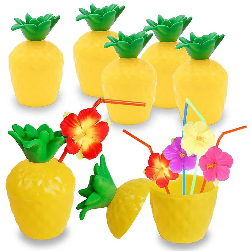 

Hawaii Flamingo Birthday Party Pineapple Coconut Plastic Drink Cup Inflatable Swimming Pool Float Cup Holder Summer Beach Party