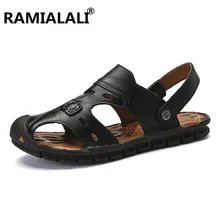 Мужские летние сандалии; Мужская обувь из натуральной кожи; повседневная обувь на плоской подошве; пляжные сандалии; шлепанцы; модные шлепанцы высокого качества