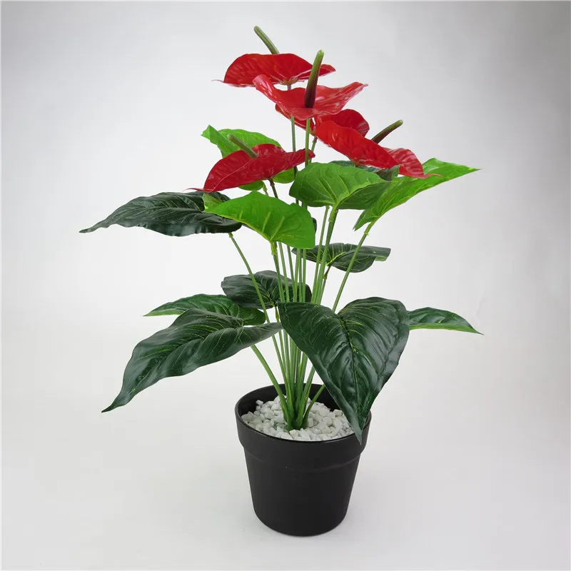 DIY artificial potted anthurium silk flower simulation tree sitting
