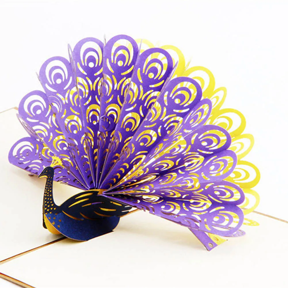 

New Lovely Peacock Multi-color Stereo Greeting Cards Cute Gift Latest Invitations 2018