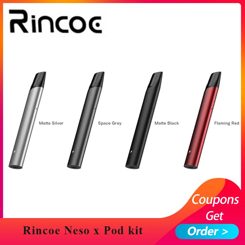 

Electronic Cigarette kit Rincoe Neso x Pod kit 350MAH Battery & 1.8ml cartridge pod system Vape pen Kit vs justfog minifit