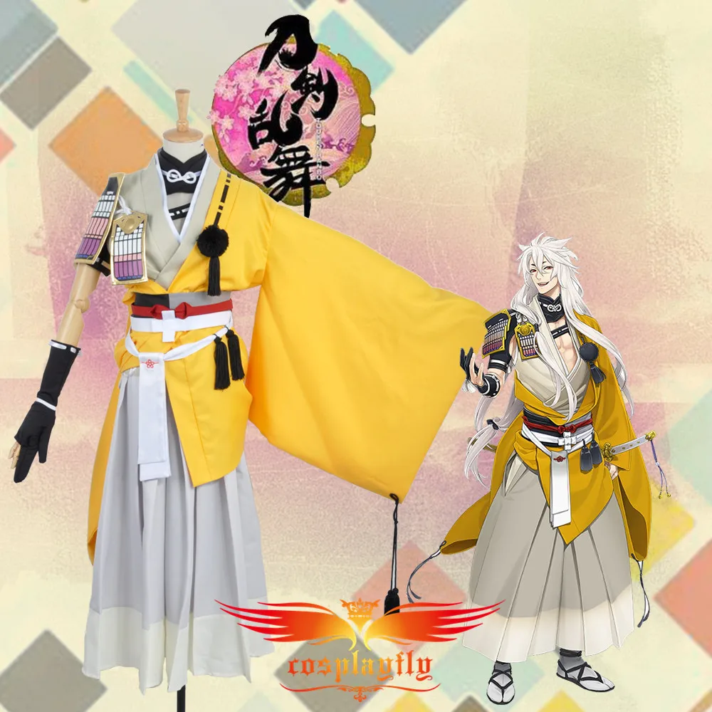 

HOT Webgame Touken Ranbu Kogitsunemaru Adult Outfit Yellow Battleframe Cosplay Costume Cosplay Wig Pigtail and Free Wig Cap
