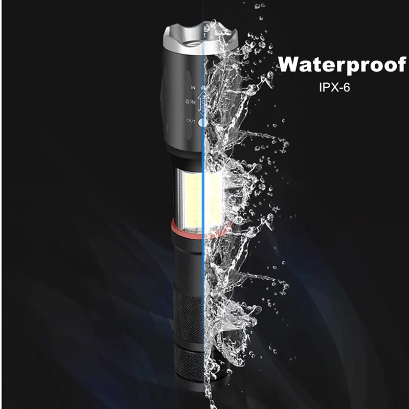

Zoommable Telescopic COB XML-T6 LED Flashlight Pocket Torch Super Bright Tail Magnet Light MC889