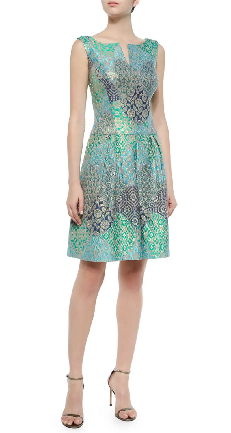 

Luxury New flower print women dress elegant V-Neck sleeveless pleated dresses