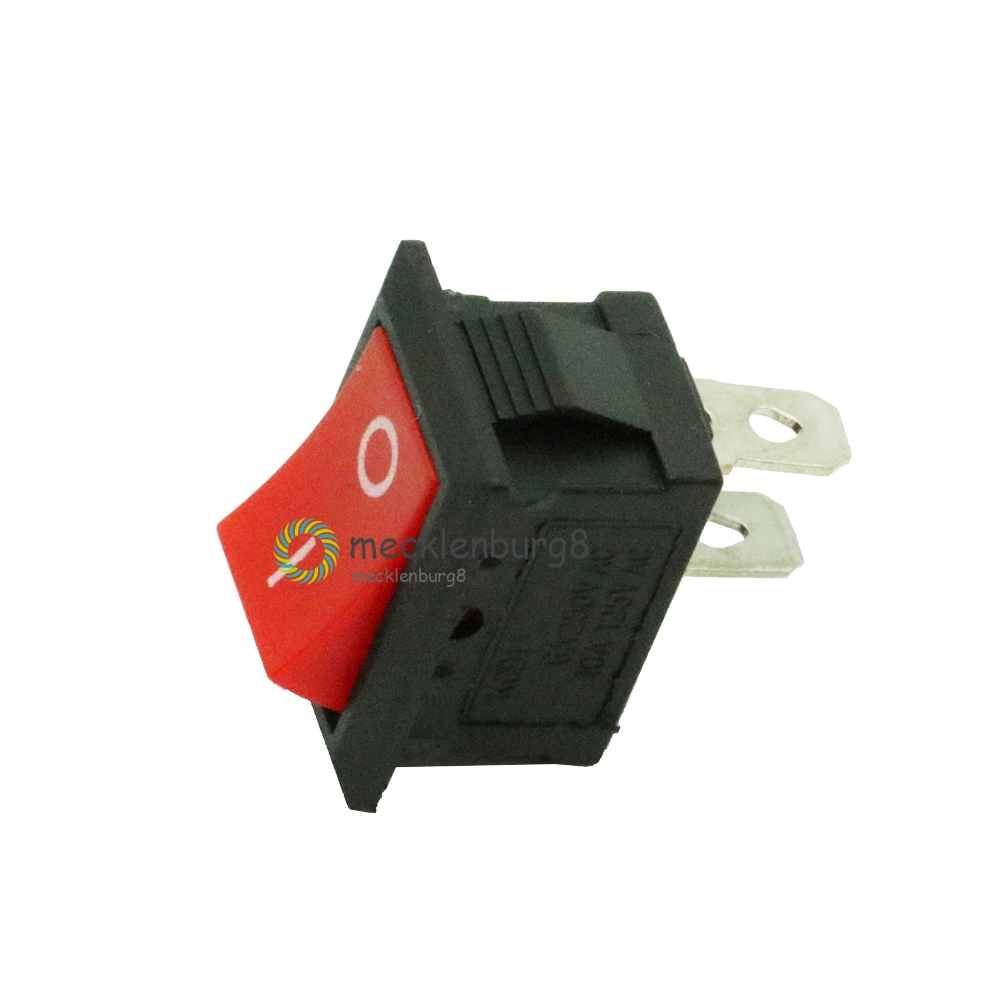 5 шт. KCD1-101 AC 6A 250V 2 Pin ВКЛ/ВЫКЛ I/O SPST оснастка в мини-Красной кнопке перекидной клавишный выключатель 15*21 мм