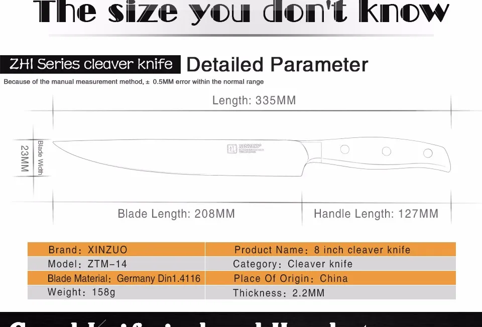 XINZUO 8 дюймов Кливер нож немецкий DIN1.4416 кухонные ножи из нержавеющей стали с ручкой из палисандра сашими резной нож для мяса