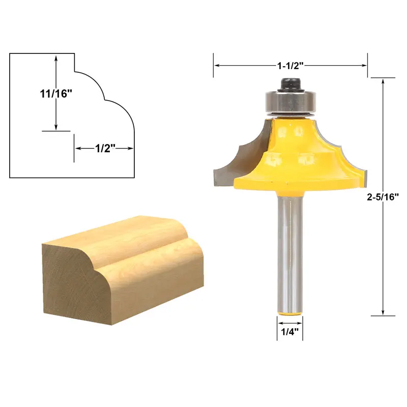 

1pcs Double Round-Over Edging Router Bit - 1/4" Shank