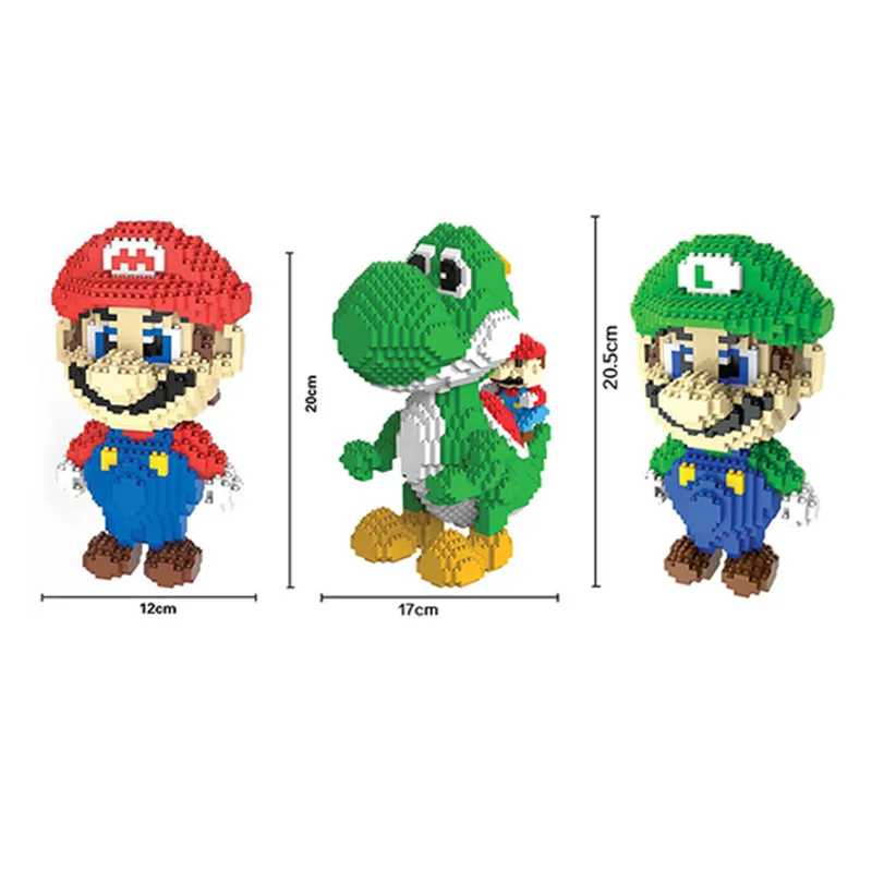 

Big Size Super Mario Bros Luigi YoShi Pikachu Jigglypuff Snorlax Blocks Anime DIY Building Toys Model Toy Kids Gifts