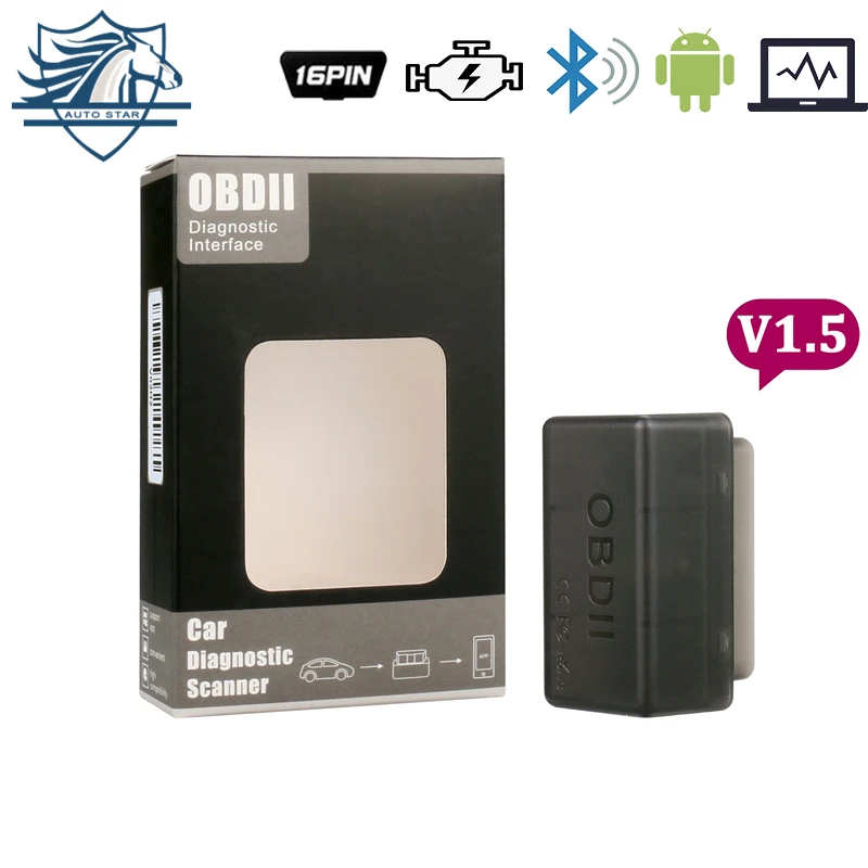 Super bluetooth Мини ELM327 Оптовые Последний Новый ELM 327 V1.5 OBD2/OBDII черный сканер штрих-кода автомобиля инструмент бесплатная доставка - изображение