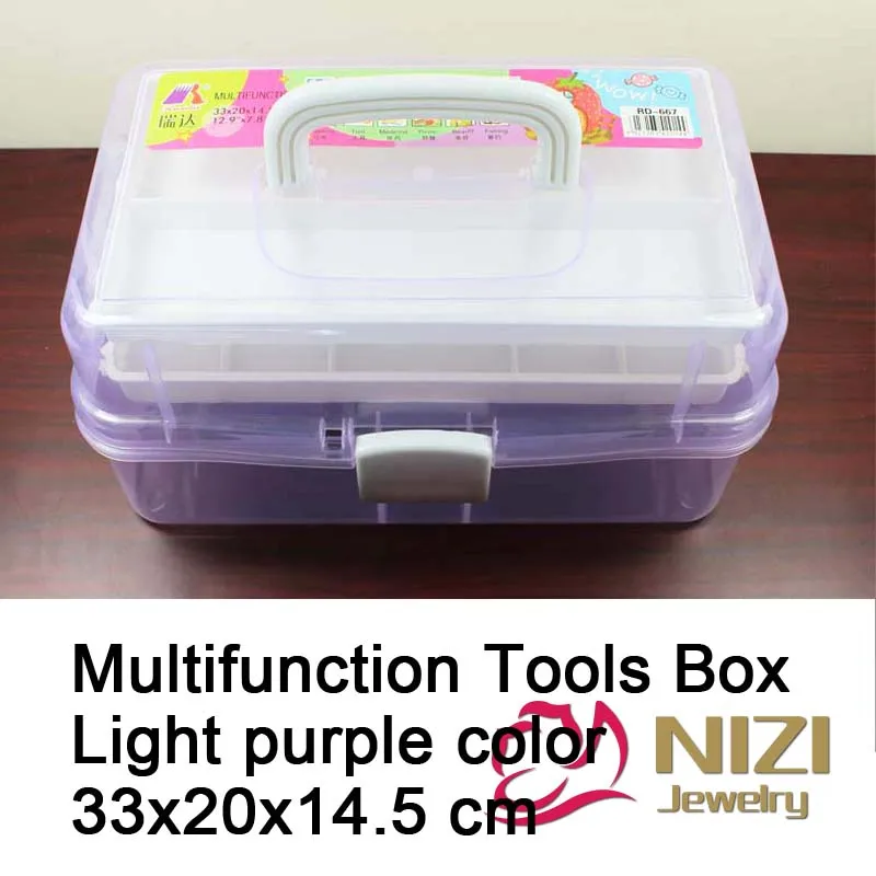 

High Quality Multifunction Tool Box Light Purple 3 Layers For Nail Art Tool Case Storage Box Great For Painting Fishing Tool