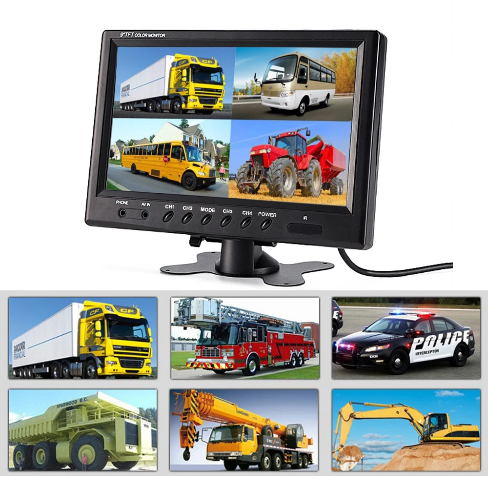 

9 Inch Hd TFT LCD Car Monitor 4 Split Screen Headrest Rearview Monitor 2018 Auto Video Connectors 6 Mode Display Remote Control