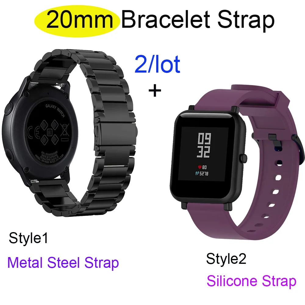 

20mm Bracelet Strap For Xiaomi Huami Amazfit Bip Watch Band For Samsung Galaxy Active S2 S4 Correa For Garmin Vivoactive Pulsera
