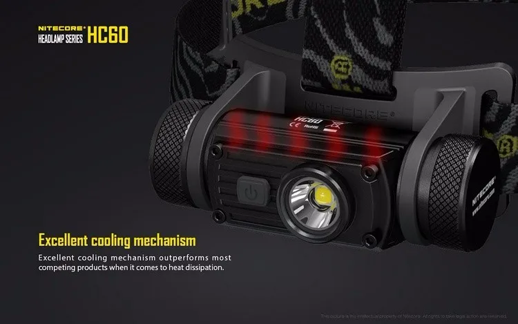 NITECORE HC60 HC60W USB Перезаряжаемый налобный фонарь CREE XM-L2 U2 1000 люменов для кемпинга+ 3400 мАч 18650 аккумулятор