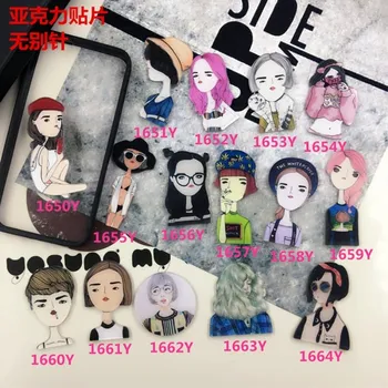 

1PCS Women's clothing accessories cartoon brooch girl Icons On backpack Acrylic Badges Cartoon Pin Badges For Clothes Badge
