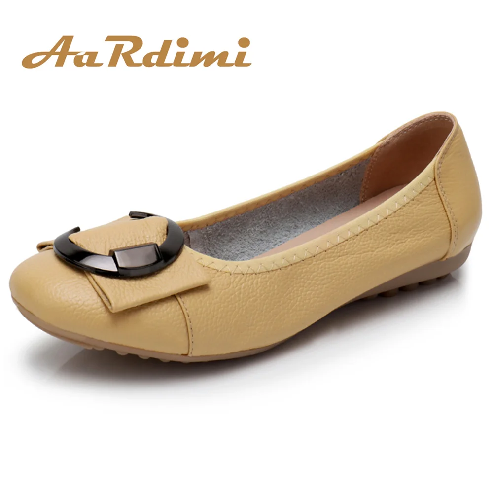 

AARDIMI Spring Genuine Leather Women Flats Shoes Fashion Round Toe Flat With Mother Shoes Leisure Flat Shoes Woman Zapatos Mujer
