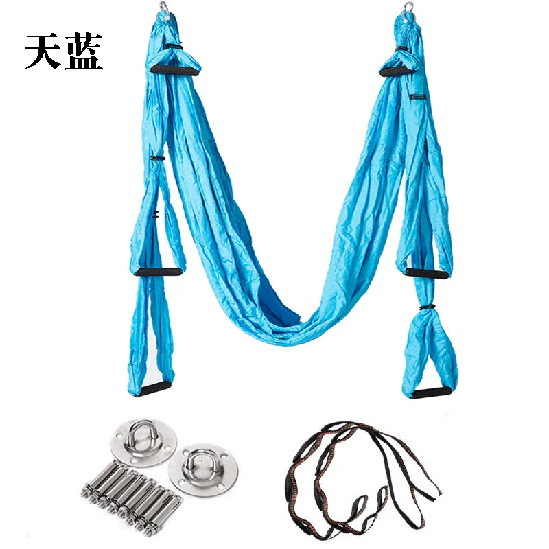 Anti-gravity Aerial Yoga Hammock Set Yoga Belt Flying Yoga Hammock for Pilates Body Building Yoga Swing With HangingTray - Цвет: 11