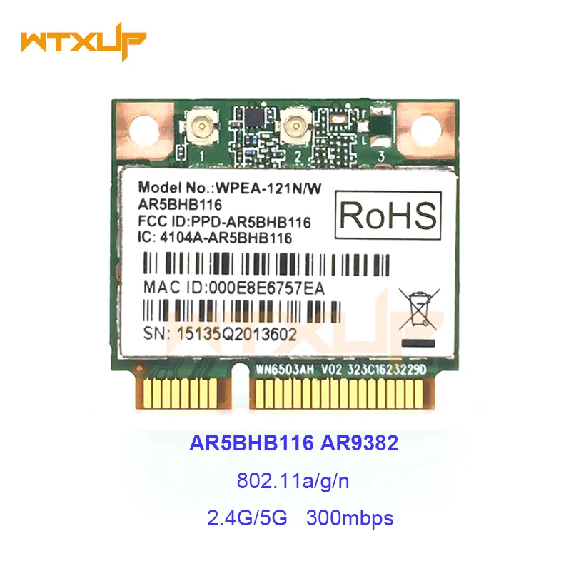 

AR5BHB116 Athores AR9382 300Mbps 2.4&5G WiFi Wireless Network Card Mini PCI-E For Win 7/8/8.1/10/Linux