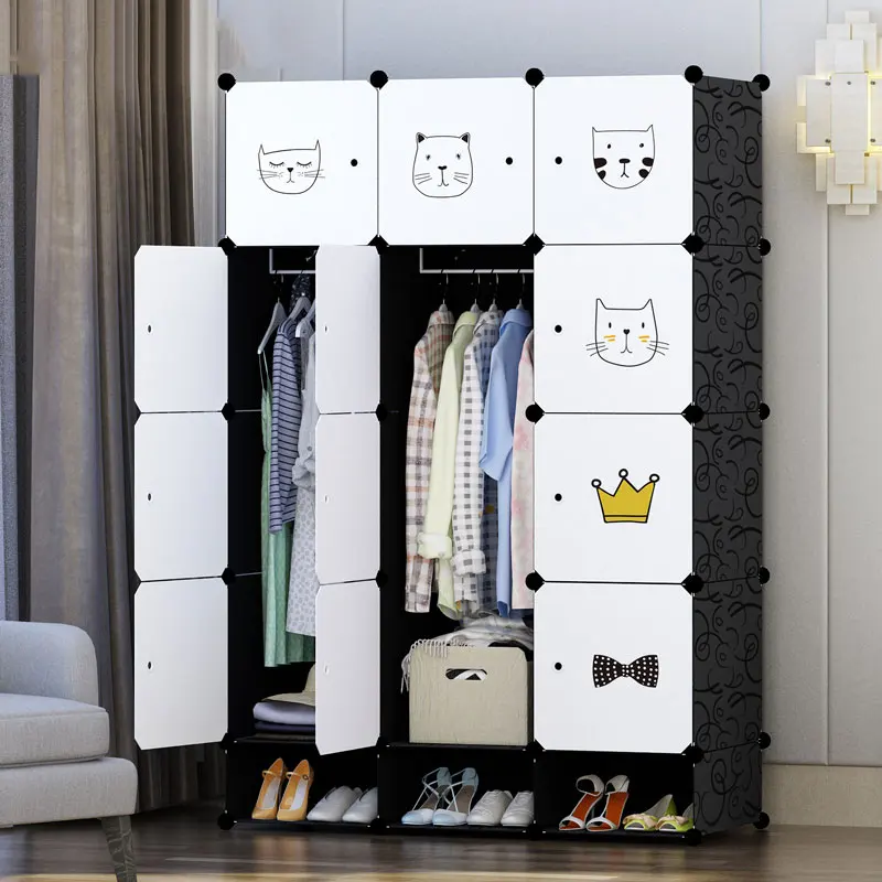 

Simple Wardrobe Assembly Folding Plastic Combination Resin Cloth Wardrobe Simple Modern Economic Storage Cabinet Space