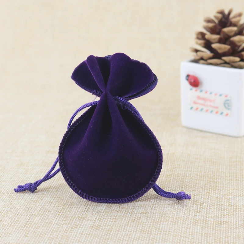 

Fast Delivery 100pcs/lot 7x9cm Gourd-type Dark Purple Color Velvet Pouches Jewelry Gift Bag Drawstring Pouch Necklace Packaging