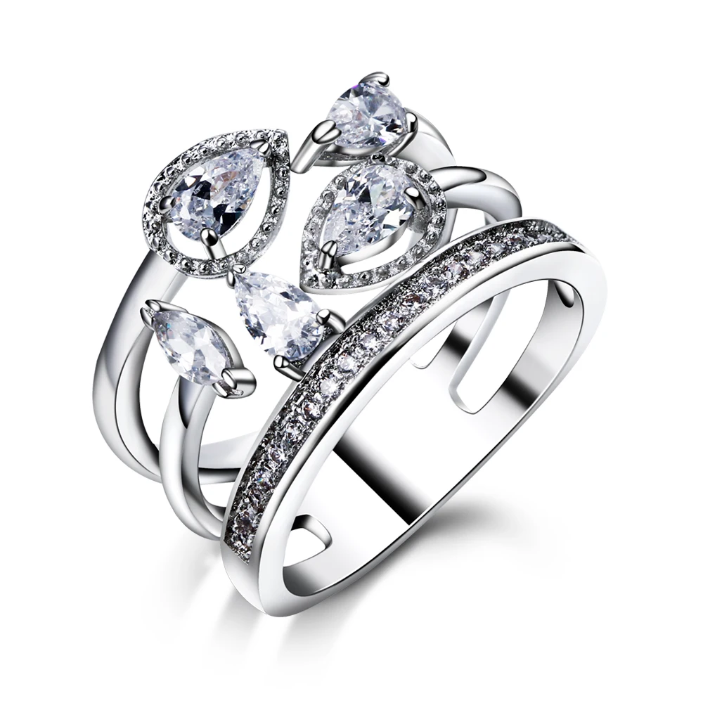 gorgeous water drop wedding cocktail party crown shape clear white zircon rhodium or gold color copper metal rings for women - Gorgeous Wedding Rings gorgeous water drop wedding cocktail party crown shape clear white zircon rhodium or gold color copper metal rings for women - Gorgeous Wedding Rings
