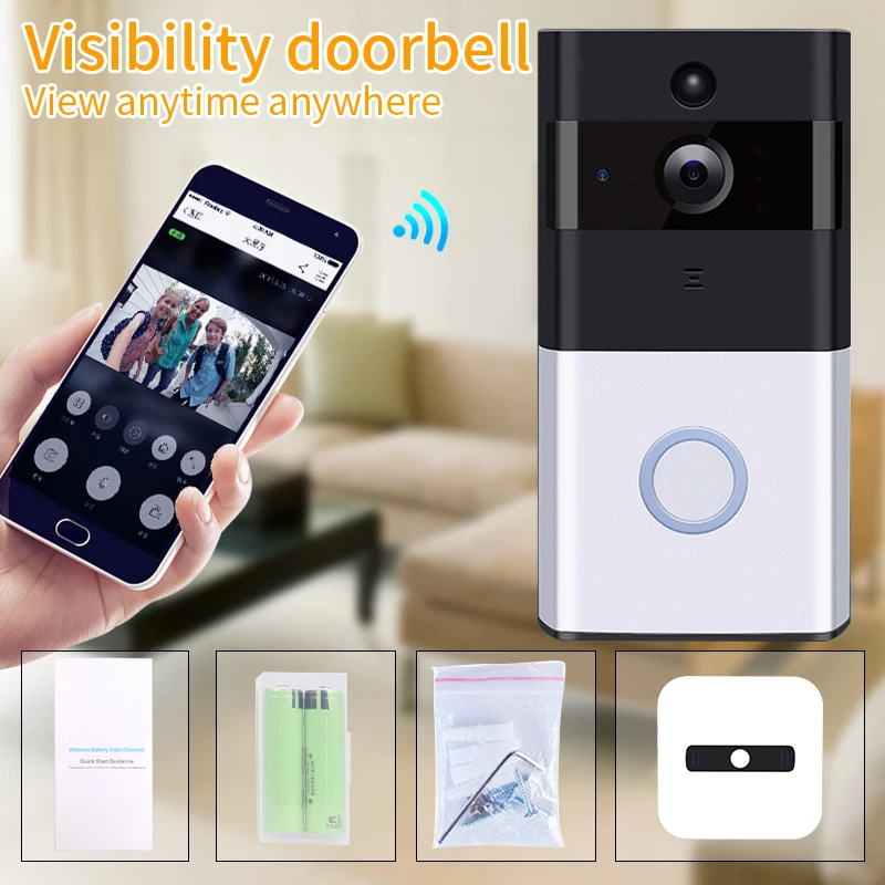 

Wireless Video Door Phone HD PIR WIFI Doorbell Intercom 720P IP Camera Battery Power Audio SD Card Slot Outdoor Security