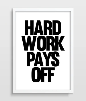 

Giclee Print Inspirational Quote Typographic Wall Art Decor Hard Work Pays Off Quote B&W Kids Room Poster Birthday Art painting