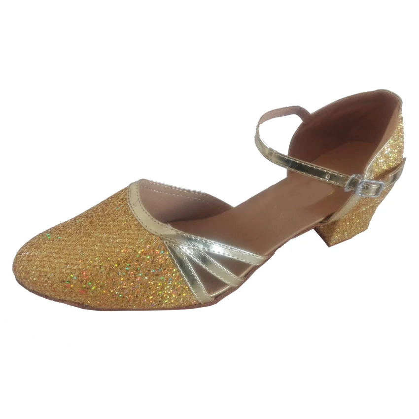 Elisha Dance Shoe Customized Heel Women's Gold Closed Toe Ballroom