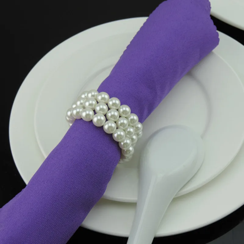 Новинка 60 шт. 3 ряда 8 мм кольцо для салфеток жемчуг для свадьбы блестящий или отель украшение стола EG12