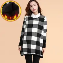2016 fashion loose maternity clothing autumn and winter sweater plus velvet thick basic shirt plus size