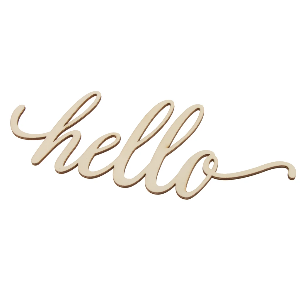 Rustic Wooden hello Plaque Gift Sign Art wooden Cutout Home Wall Decoration