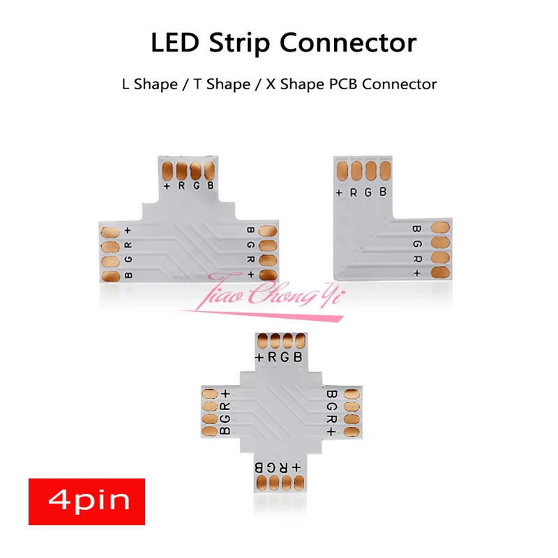 50 шт. L T X Форма 8 мм 10 мм 12 мм 2pin 4pin 5pin один Цвет RGB RGBW Светодиодные ленты угловой Соединитель Сплиттер печатной платы разъем