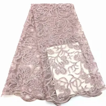 

New Design Gold Line Lace Fabric With Sequins For Nigerian Women Wedding French Tulle Net Lace Dress High Quality French Lace