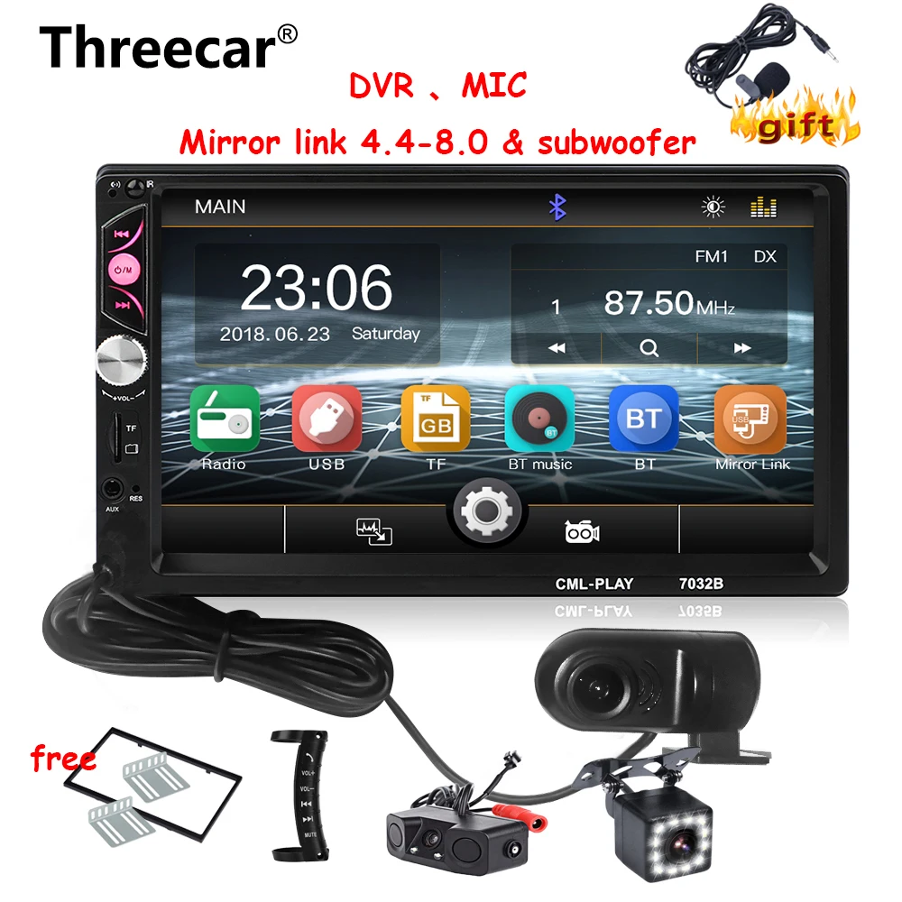 

2din Car Radio USB DVR MP5 Player Autoradio 7 inch Touch mirrorlink Android Player MIC Bluetooth Rear View Camera tape recorder