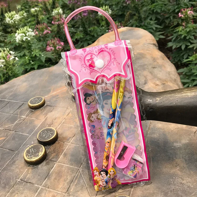Disney 6 шт./компл. Замороженные Карандаш Чехол+ Линейка+ карандаш+ Ластик+ брошюра+ карандаш точилка канцелярские принадлежности для детей, День Святого Валентина подарок, школьные принадлежности
