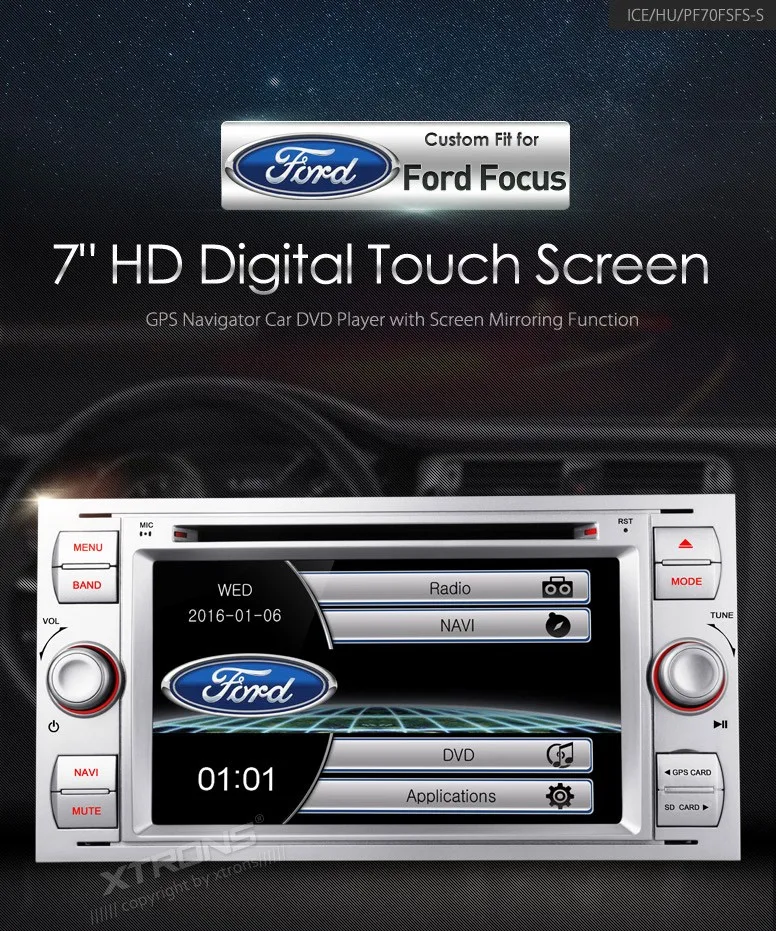 XTRONS " HD экран 2 din Автомобильный dvd-плеер радио gps Навигация стерео для Ford Focus II C-Max S-Max Galaxy Fusion/Kuga 2008-2012