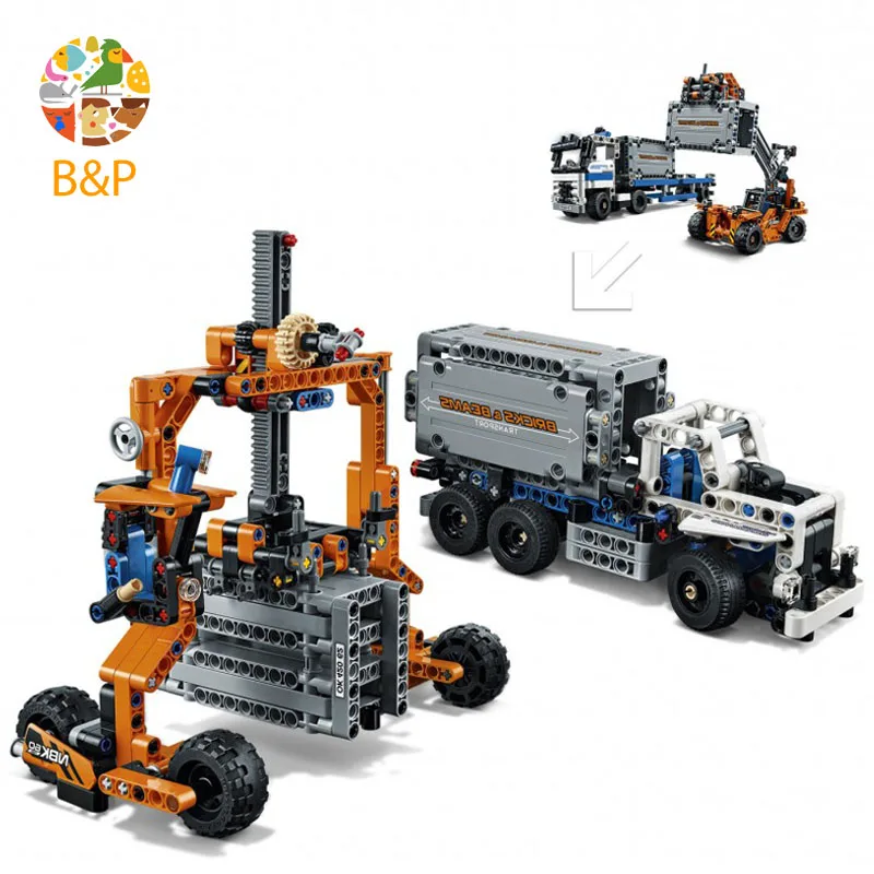 

lepin Legoing 42062 631Pcs Technic Series The Container Trucks and Loaders Building Blocks Bricks Gifts Toys compatible 20035