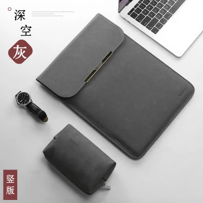 Матовая Водонепроницаемый из искусственной кожи рукав сумка для ноутбука 15,6 14 для Macbook Air 13 Чехол Pro11 12 15 для Xiaomi Mi Тетрадь 12,5 13,3 крышка - Цвет: Scrub dark gray s3