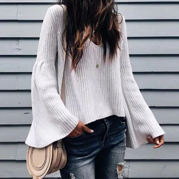 

Womens Long Sleeve Pullover Knit Sweater Shirt Ladies Loose Jumper Tops