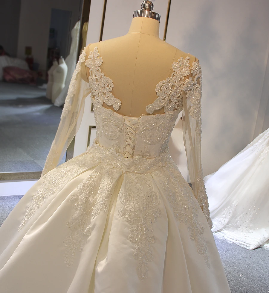 Элегантные новые модели с длинным рукавом Кружева Русалка Свадебные платья со съемным шлейфом