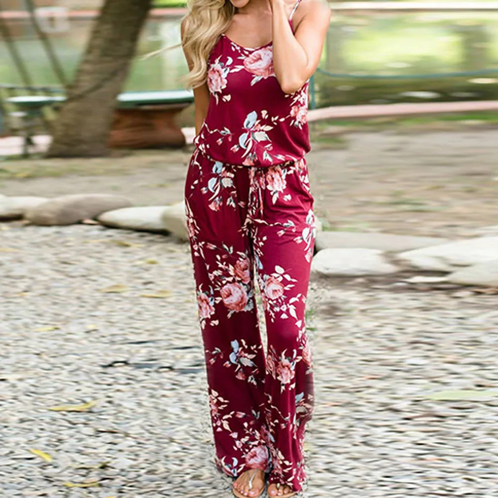 

Boho Women Floral Sleeveless Holiday Long Playsuits Rompers Jumpsuit Women'S Summer Overalls Women'S Summer Overalls#30