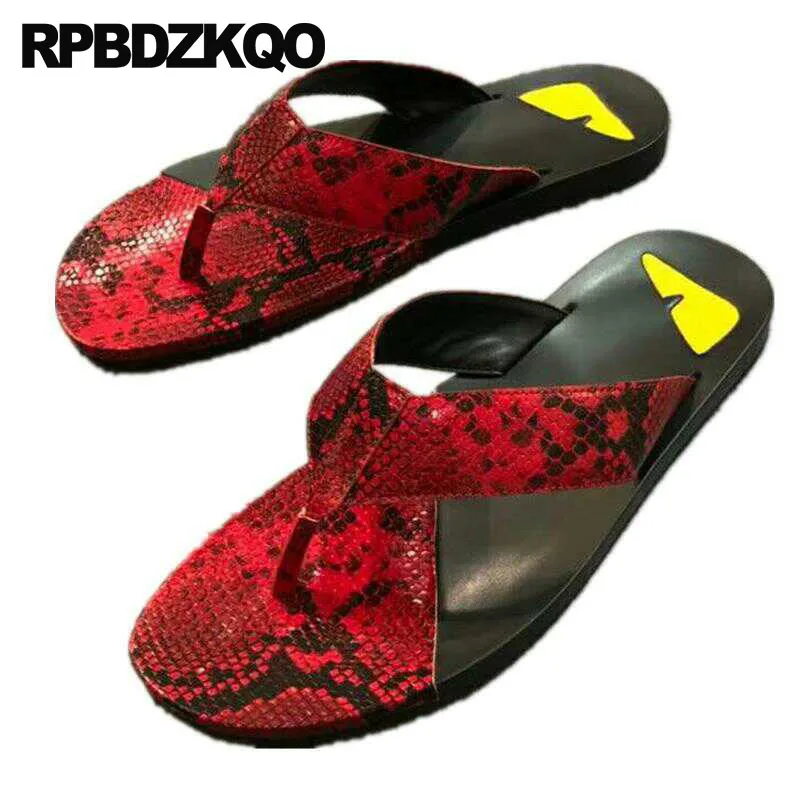 

Flip Flop Designer Shoes Men High Quality Red Summer 2018 Slides Slip On Genuine Leather Slippers Sandals Outdoor Famous Brand