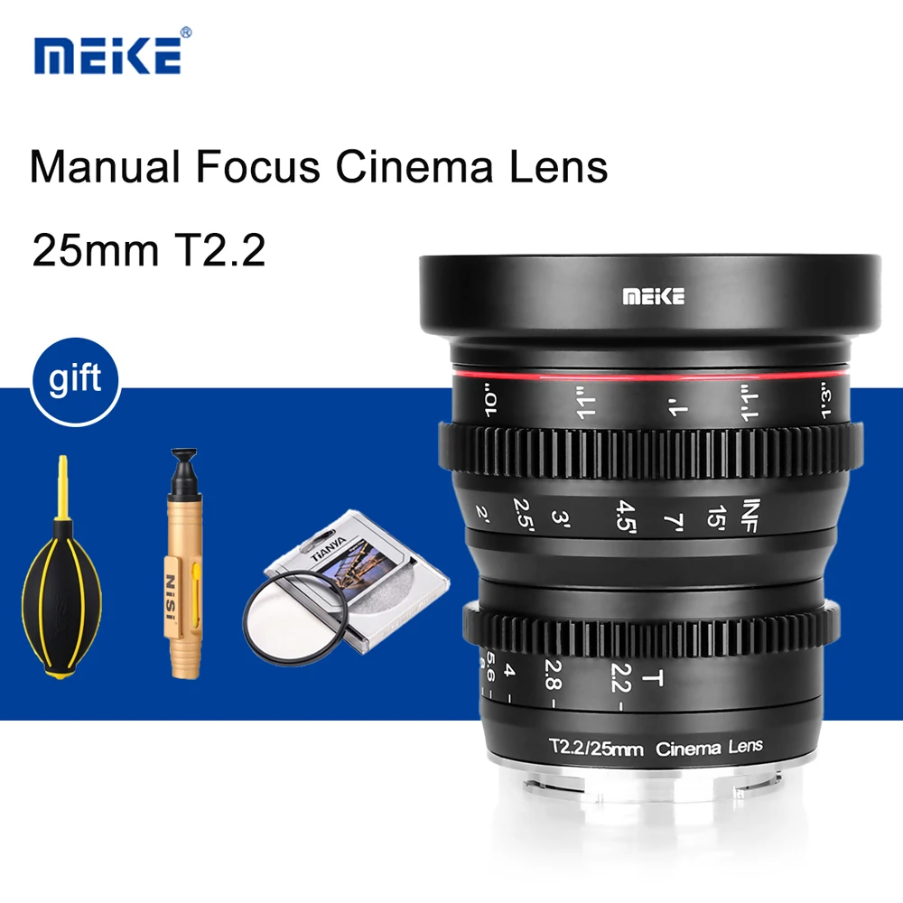 Meike MK 25 мм T2.2 ручная фокусировка объектив для кинотеатра широкоугольный Fujifilm Sony