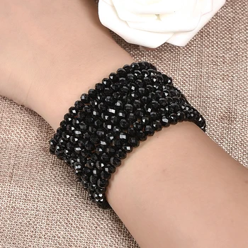 

The black bracelet is shiny ,Wear-resistant and look at the color 4*6 mm black glass bracelet