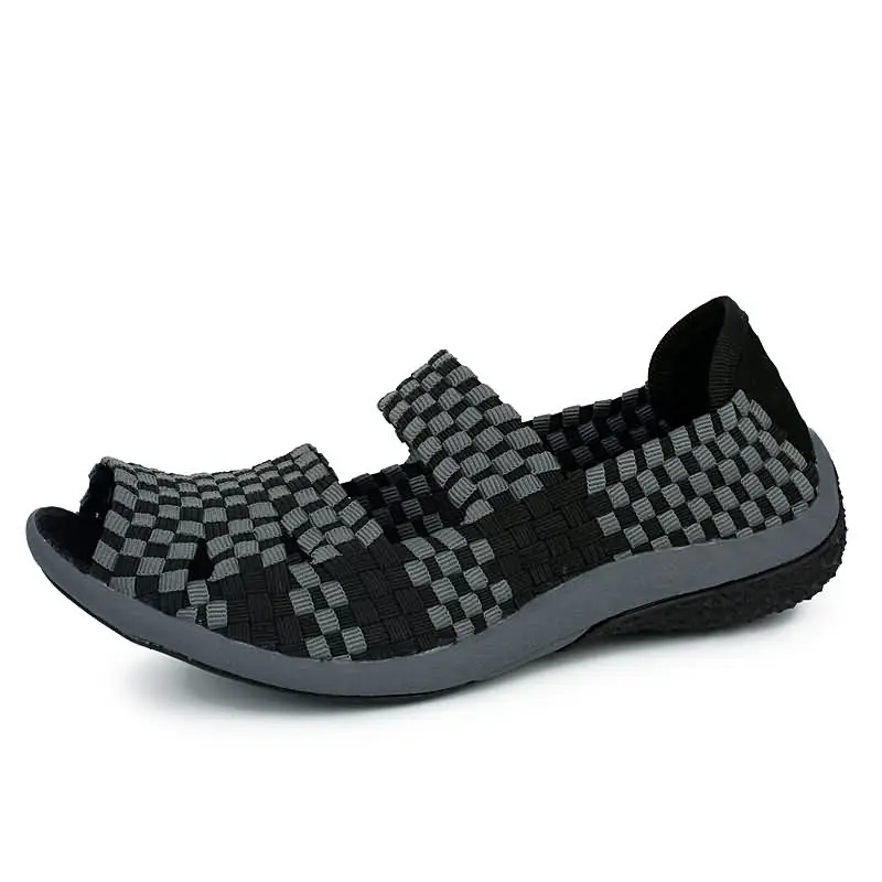 Plardin/Новинка; летние открытые женские босоножки на плоской подошве; Женская тканая обувь; дышащие пляжные сандалии; Прозрачная женская обувь - Цвет: Серый