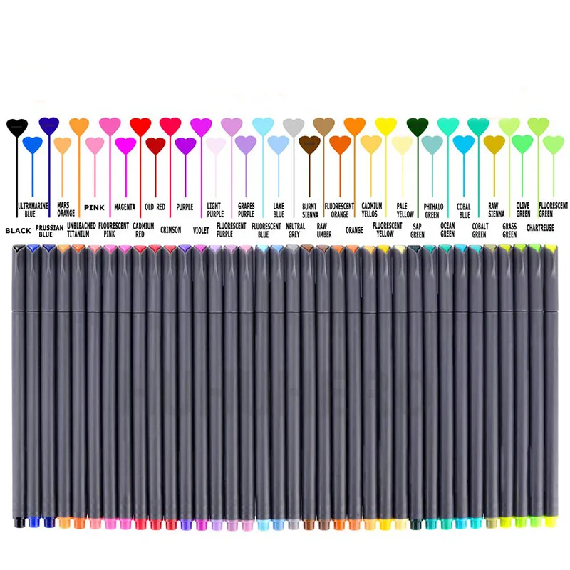 12/24/36/48 Fineliner Pen Set Water Based Assorted Ink Arts Drawing Liner For Children Micron Fine | Канцтовары для офиса и