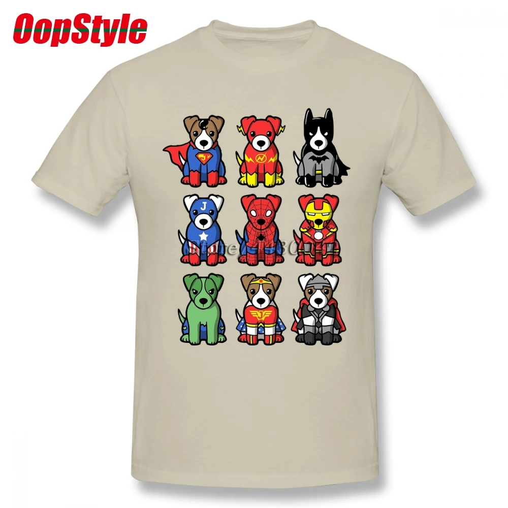 Топы с круглым вырезом, мужские футболки Shor Jack Russell Terrier Superdogs, хлопковая короткая футболка - Цвет: Хаки