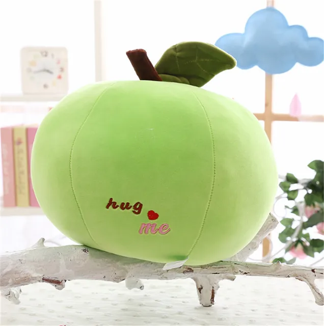 Fancytrader Big Plush Red Green Apple Toys Stuffed Soft Cartoon Fruits Apple Round Pillow Doll 50cm for Kids Gifts