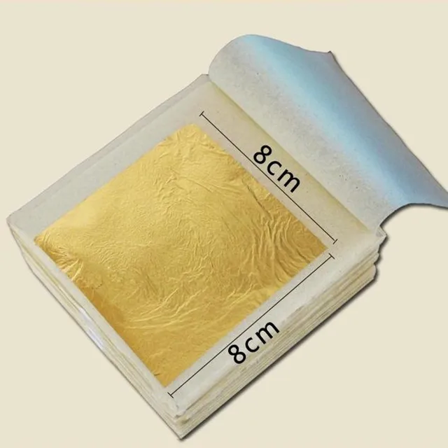 50 sheets 8 x 8cm 24k edible pure genuine gold leaf foil sheet 99 99 real gold leaf sheets
