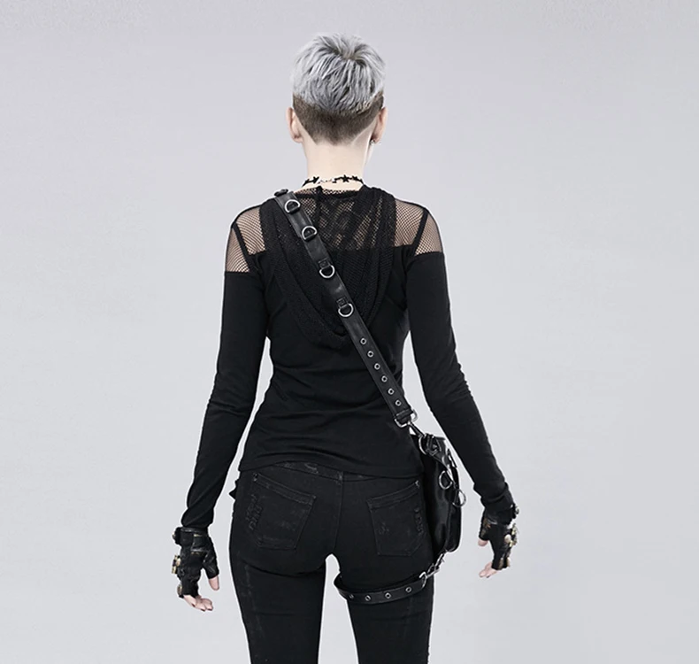 Couro preto Retro Rocha SteamPunk Homens Mulheres