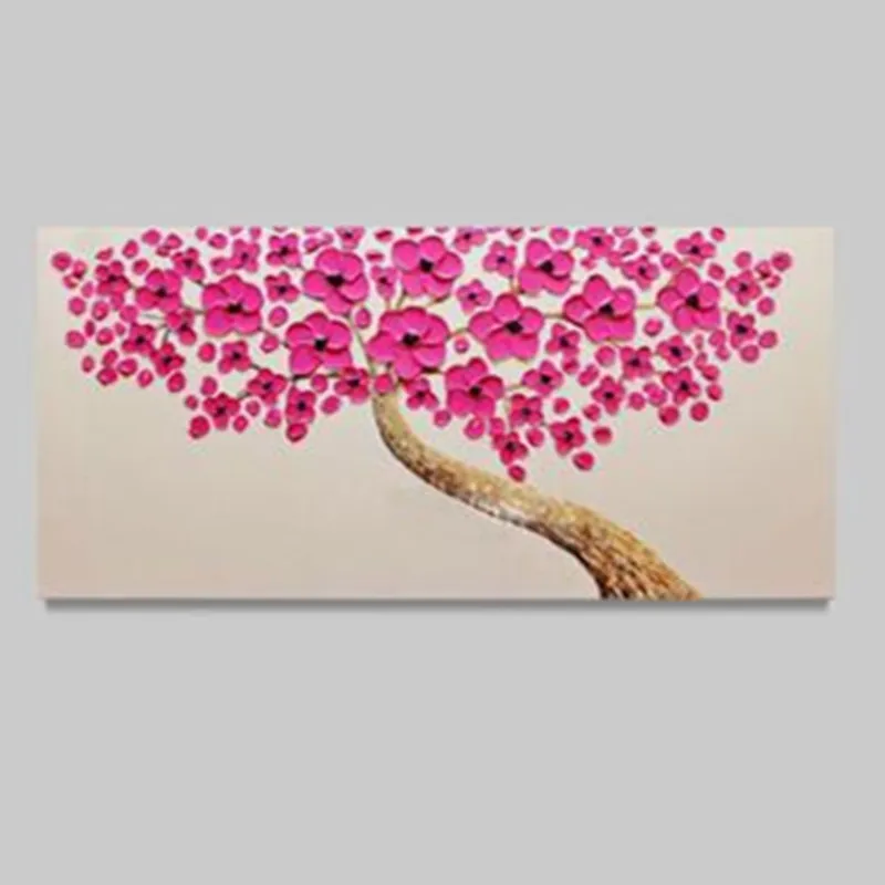 

Home Decor Wall Art Large Pink Plum Floral Pictures Gifts Handpainted Modern Abstract Knife Bloom Flower Oil Paintings on Canvas